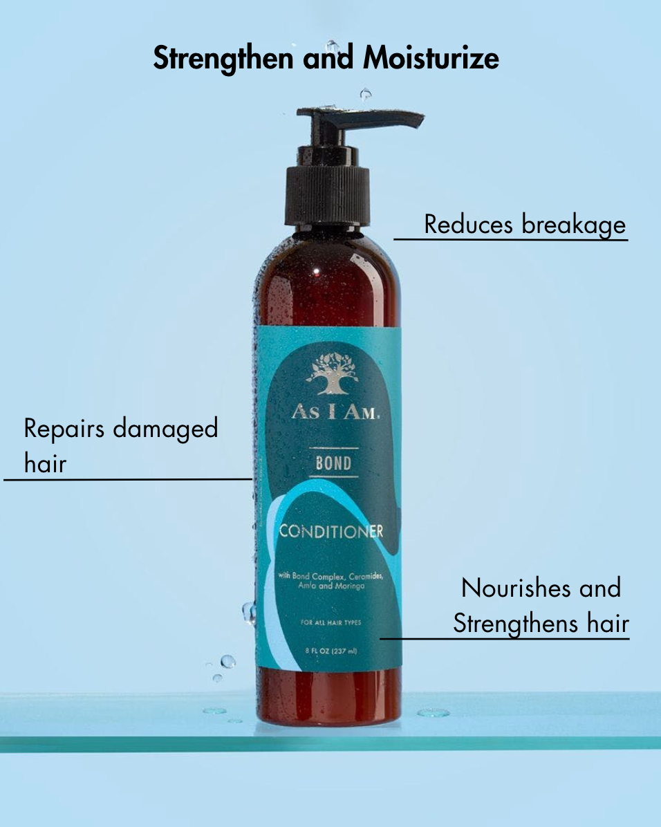 زجاجة بلسم "كما أنا" مع نص يبرز فوائده على خلفية زرقاء