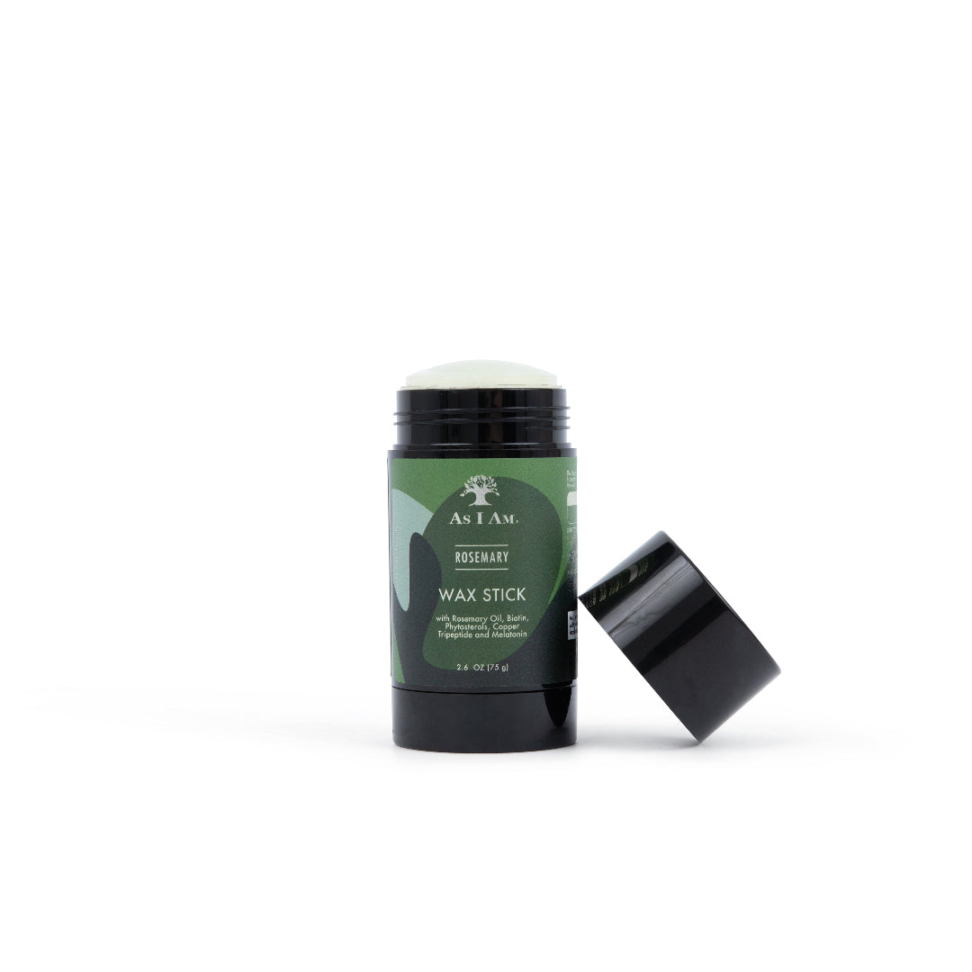 إصبع شمع الروزماري As I Am Rosemary Wax Stick - غني بإكليل الجبل والبيوتين لتسريحات ناعمة وأنيقة. يروّض الشعر المتطاير ويضفي لمعانًا ويوفر ثباتًا مرنًا. مثالي للحواف والتصفيف. 2.7 أونصة 2.7 أونصة.