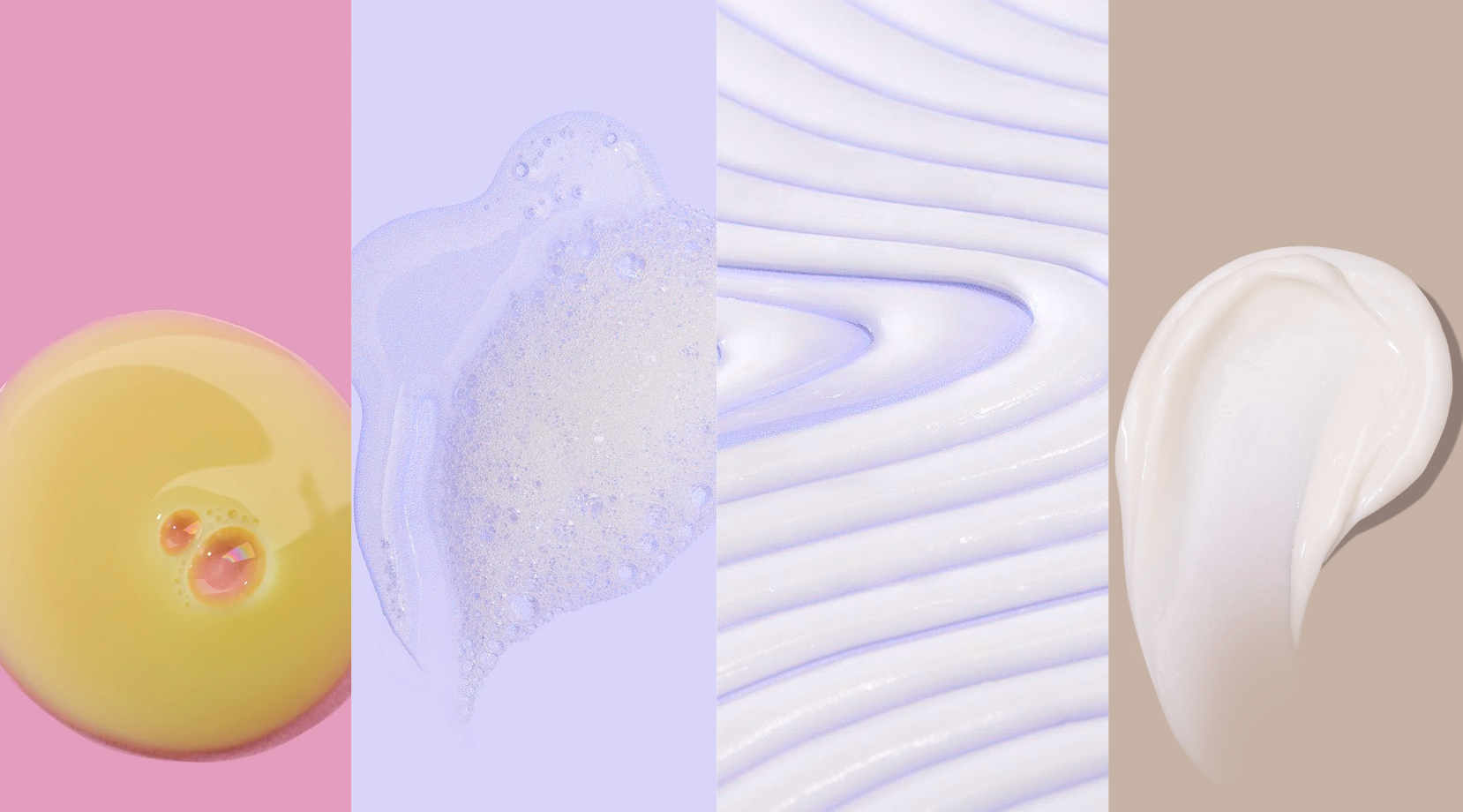 مجموعة من مختلف القوام والألوان للكريم أو الصابون على خلفية بسيطة